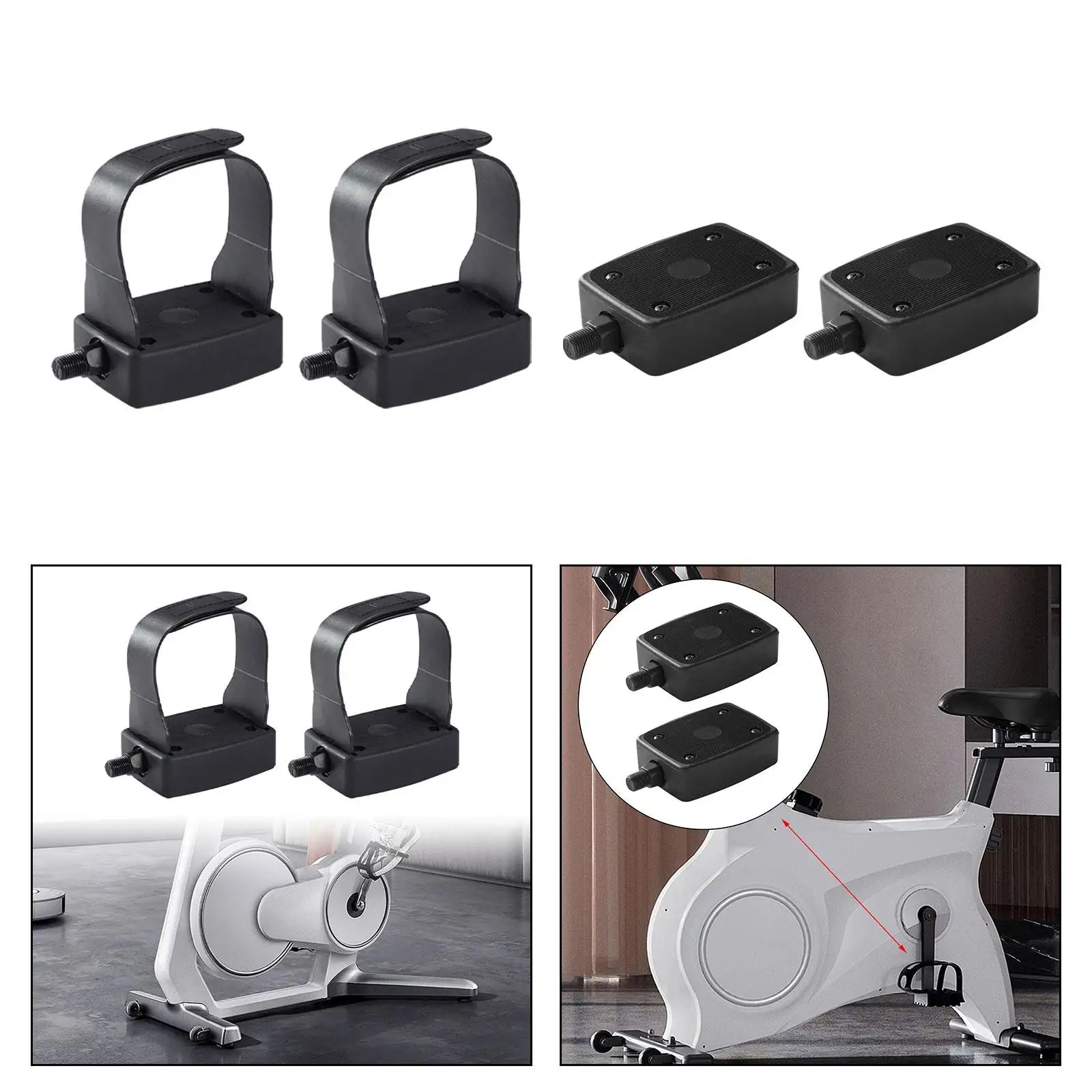 1 Pair Exercise Bike Pedal 1/2'' Indoor Home Gym Bicycle Pedal