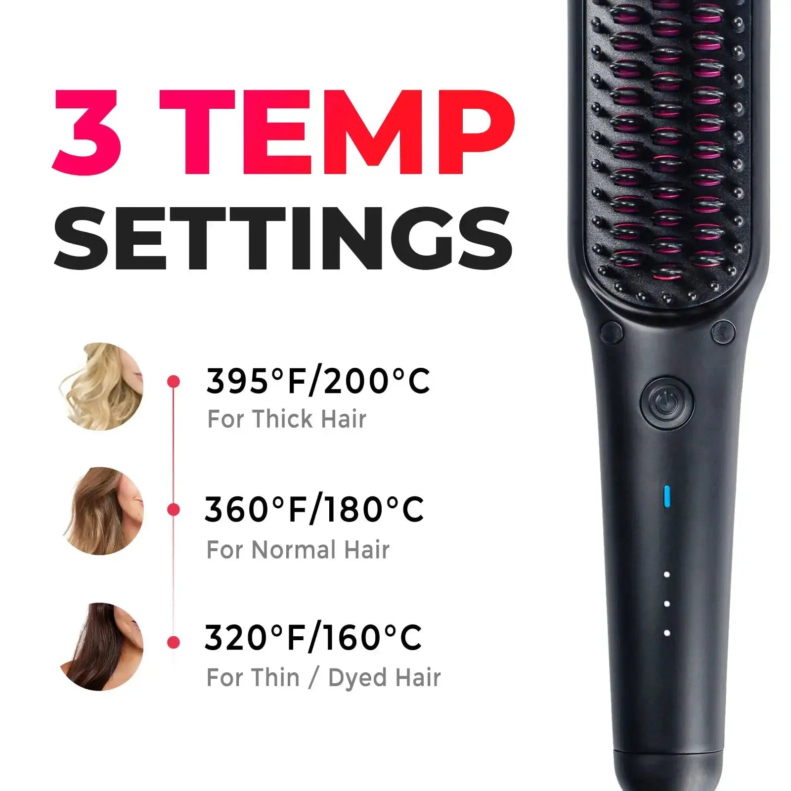 TYMO iONIC MINI travel hair straightener with 3 temperature settings for various hair types.