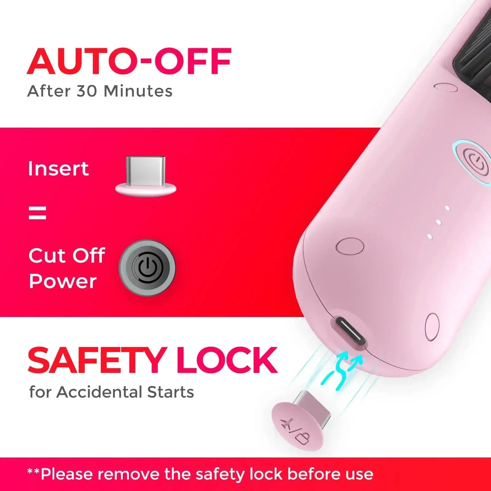 TYMO PORTA PINK wireless hair straightener featuring auto-off and safety lock, ensuring user safety during styling.
