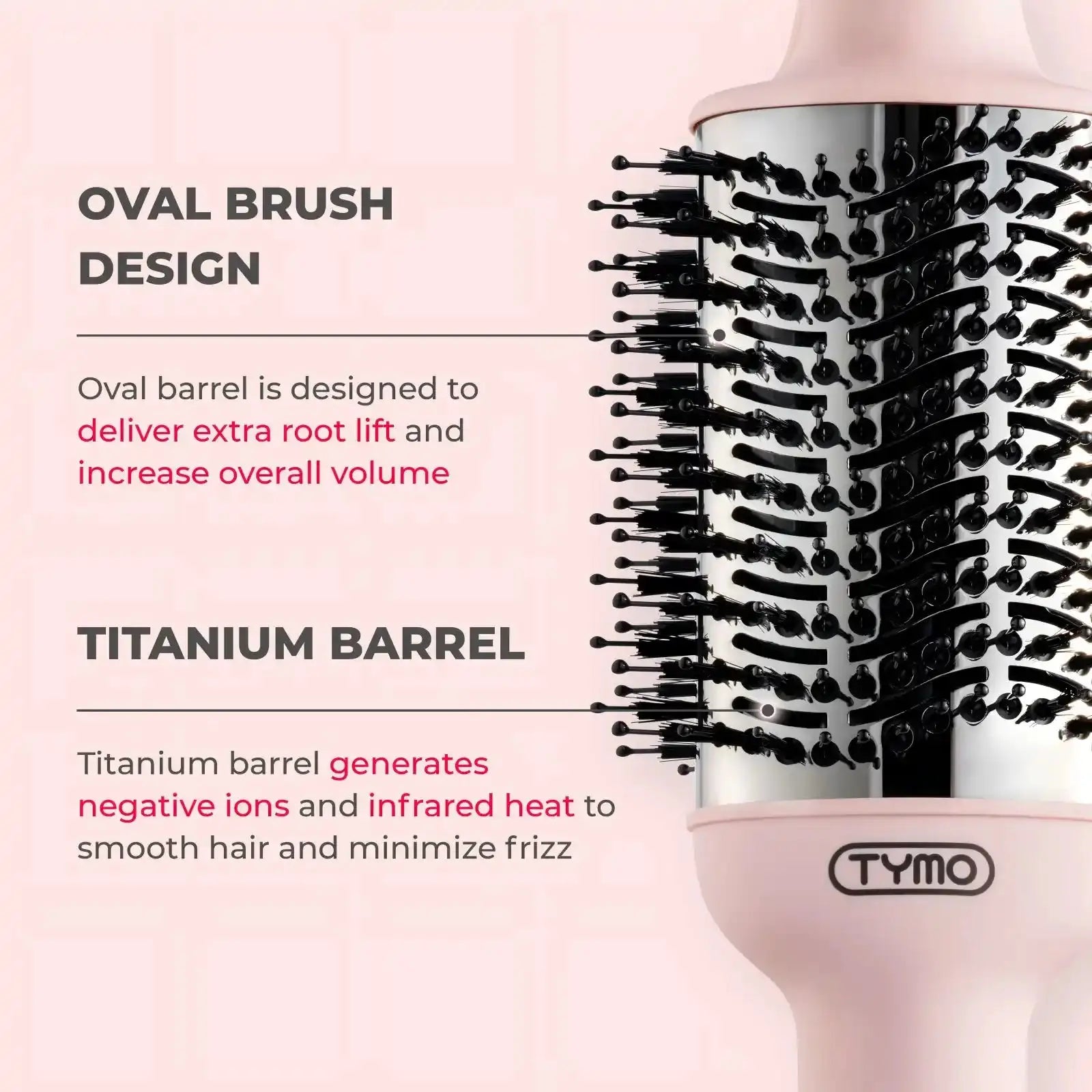 TYMO Pink Round Brush Blow Dryer