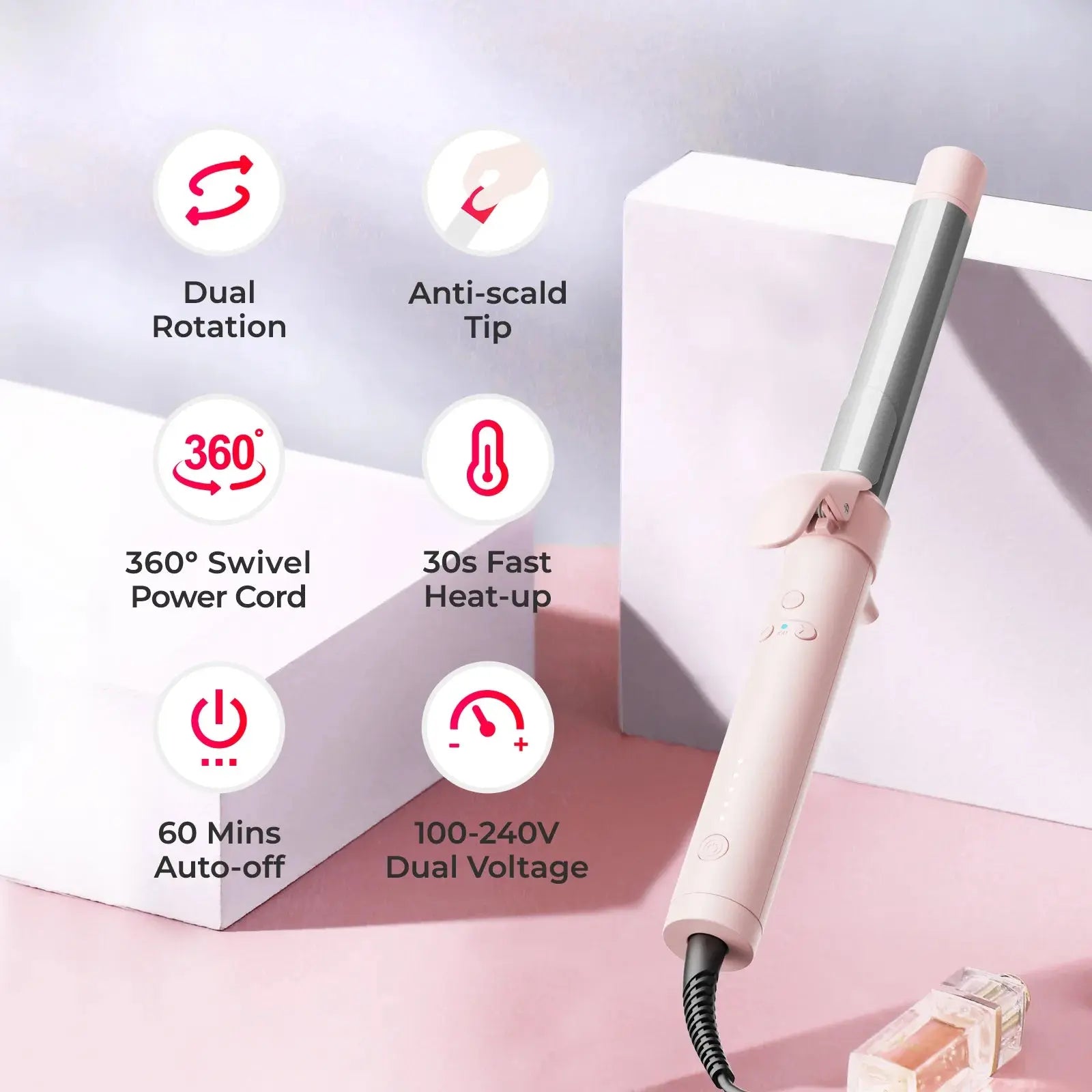 TYMO ROTA PINK Curling Iron
