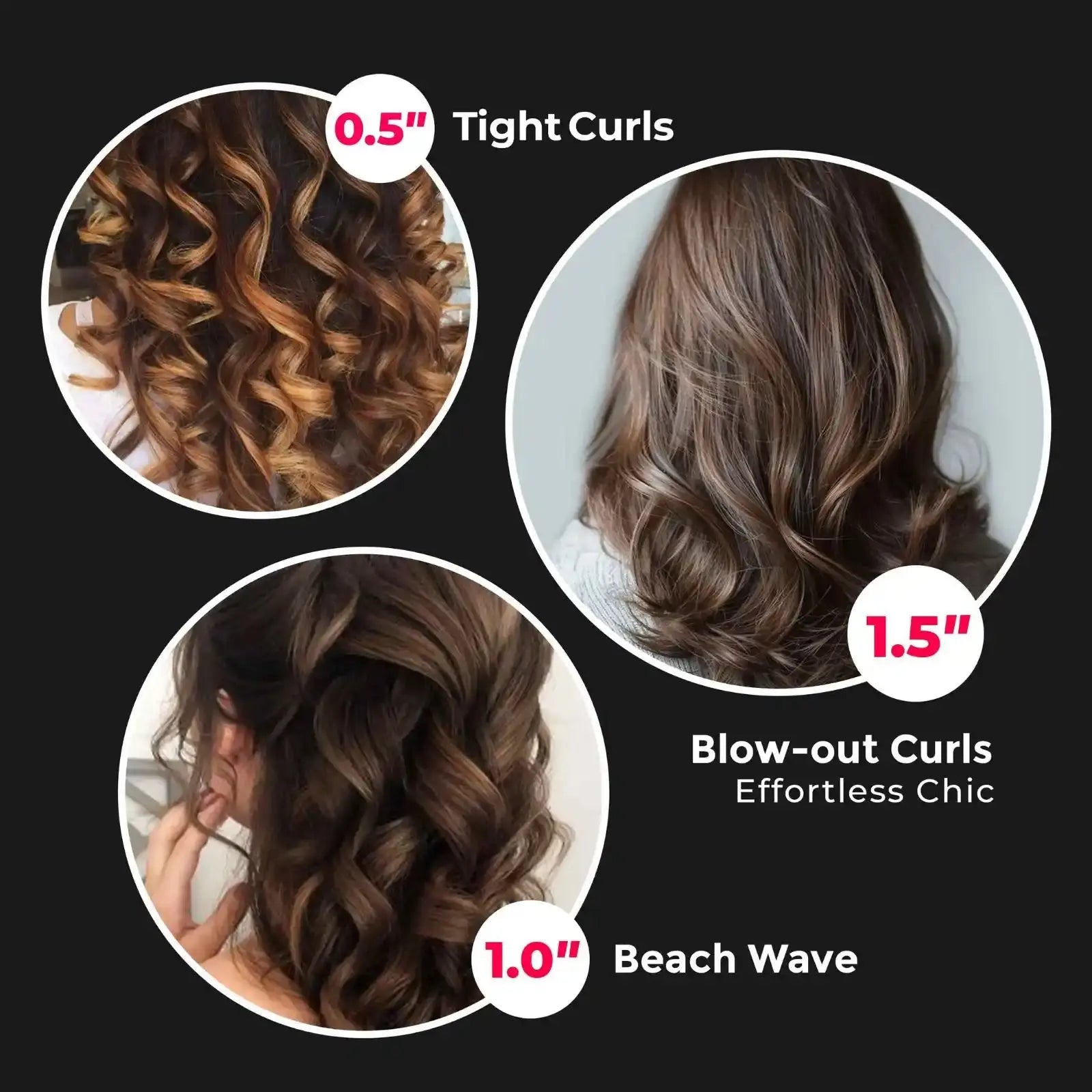 TYMO CUES Curling Iron with 3 Premium Ceramic Barrels