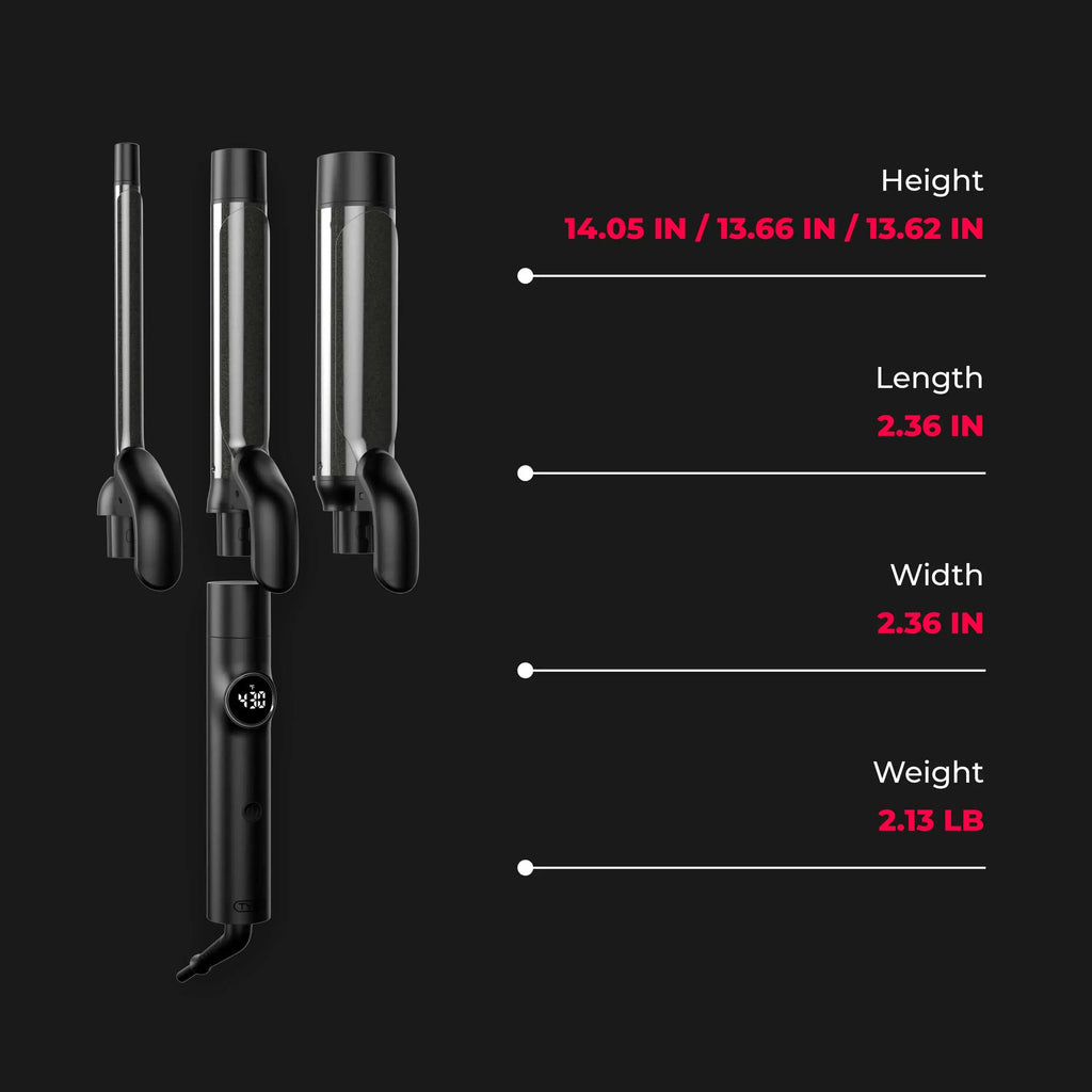 TYMO CUES Curling Iron with 3 Premium Ceramic Barrels