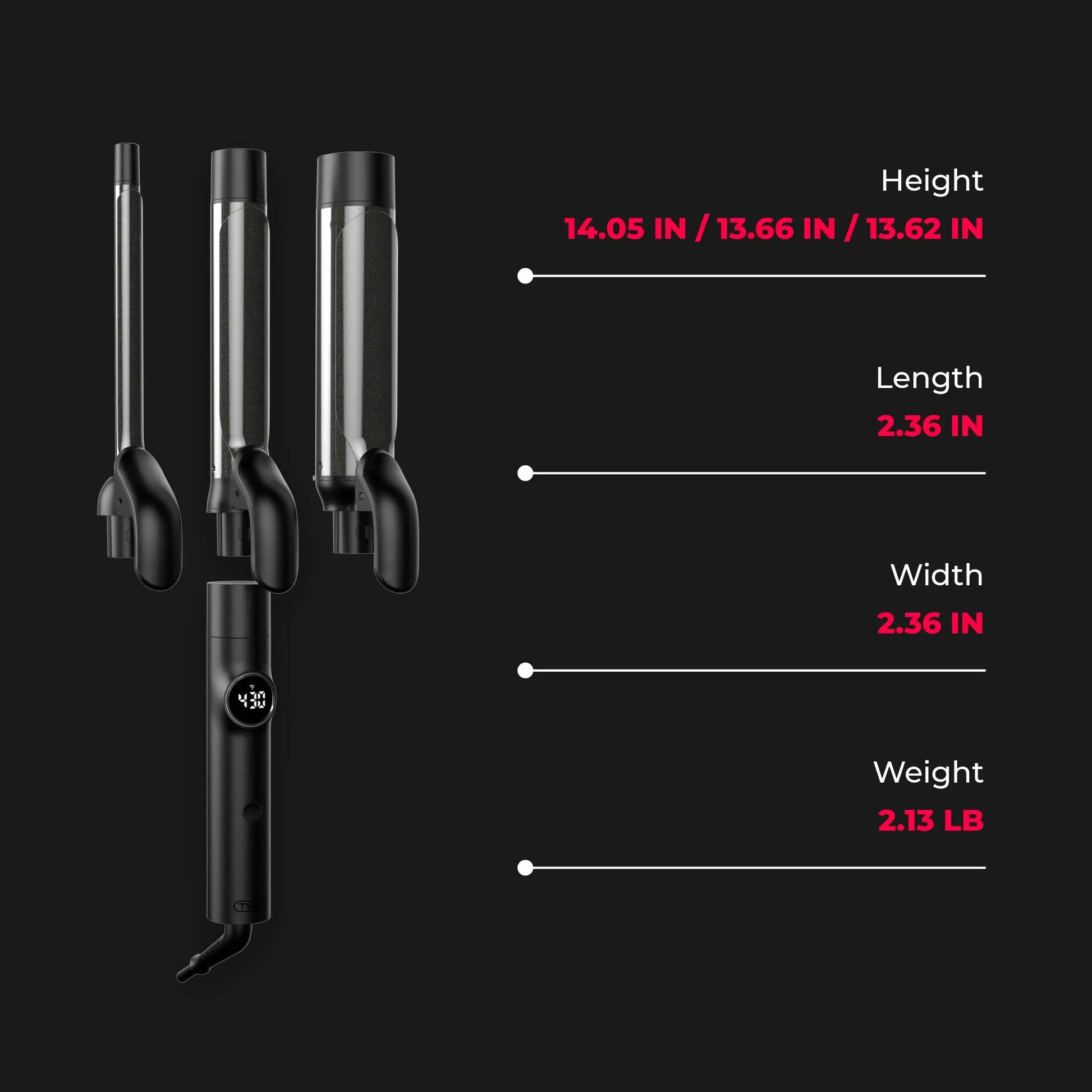 TYMO CUES Curling Iron with 3 Premium Ceramic Barrels