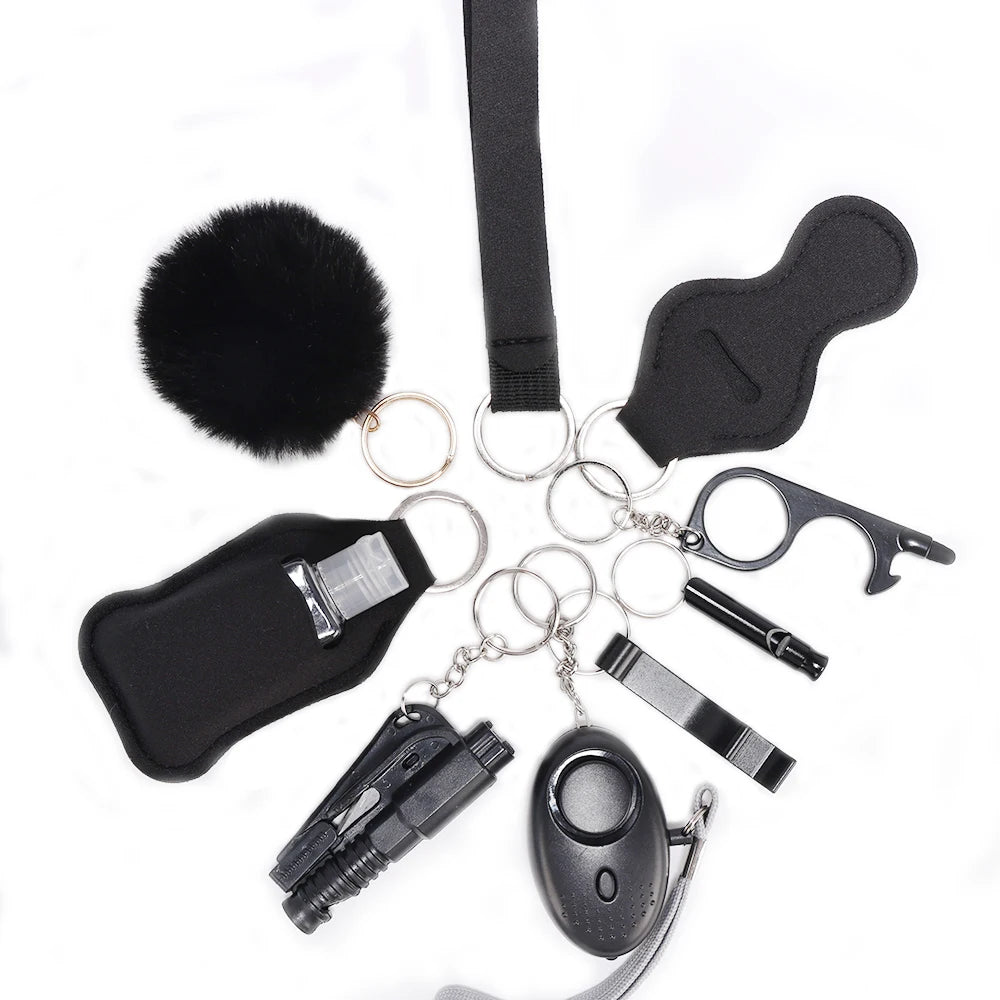 Safety Keychain Full Set, Self Defense Security Keychain Set With Personal Alarm Protective Keychain Accessories For Women Girls
