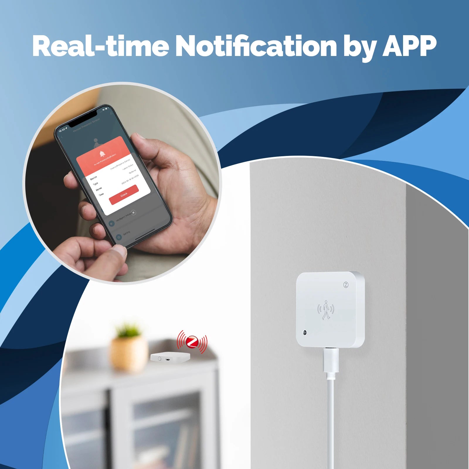 WiFi/ZigBee Tuya Smart Human Presence Sensor Motion Motionless Detection Light Luminance PIR Sensor Wired, App Notification