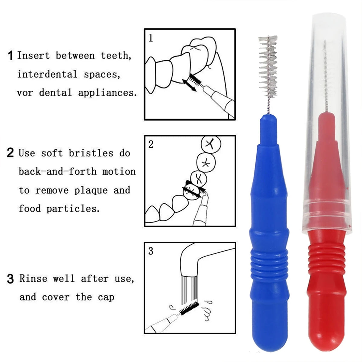 50Pcs/Box Soft Dental Oral Brushes Clean Brushes Between Interdental Teeth Care Tool Floss Interdental Brushes For Oral Care