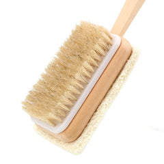 Body Back Cleaning Brush Skin Cuticle Grease Remove Wooden Handle Loofah Bristle Both Side Bath Brush Massage Shower Bath Sponge