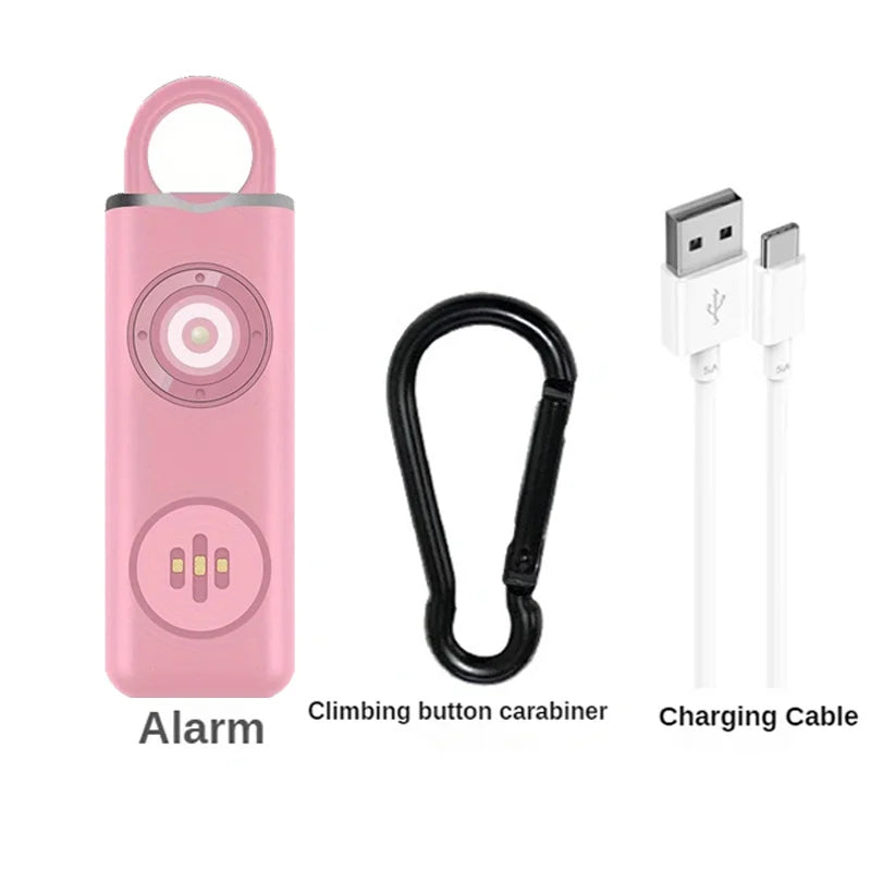 Personal Self Defense Alarm，130db Self Defense Siren Safety Alarm For Women Girl, Personal Keychain Alarm Rechargeable Battery