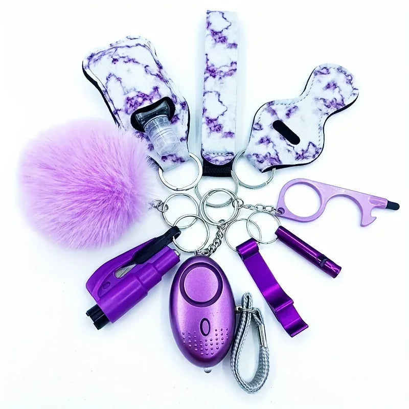 Self Defense Security KeychainSafety Keychain Full Set Set with Personal Alarm Protective Keychain Accessories for Women Girls