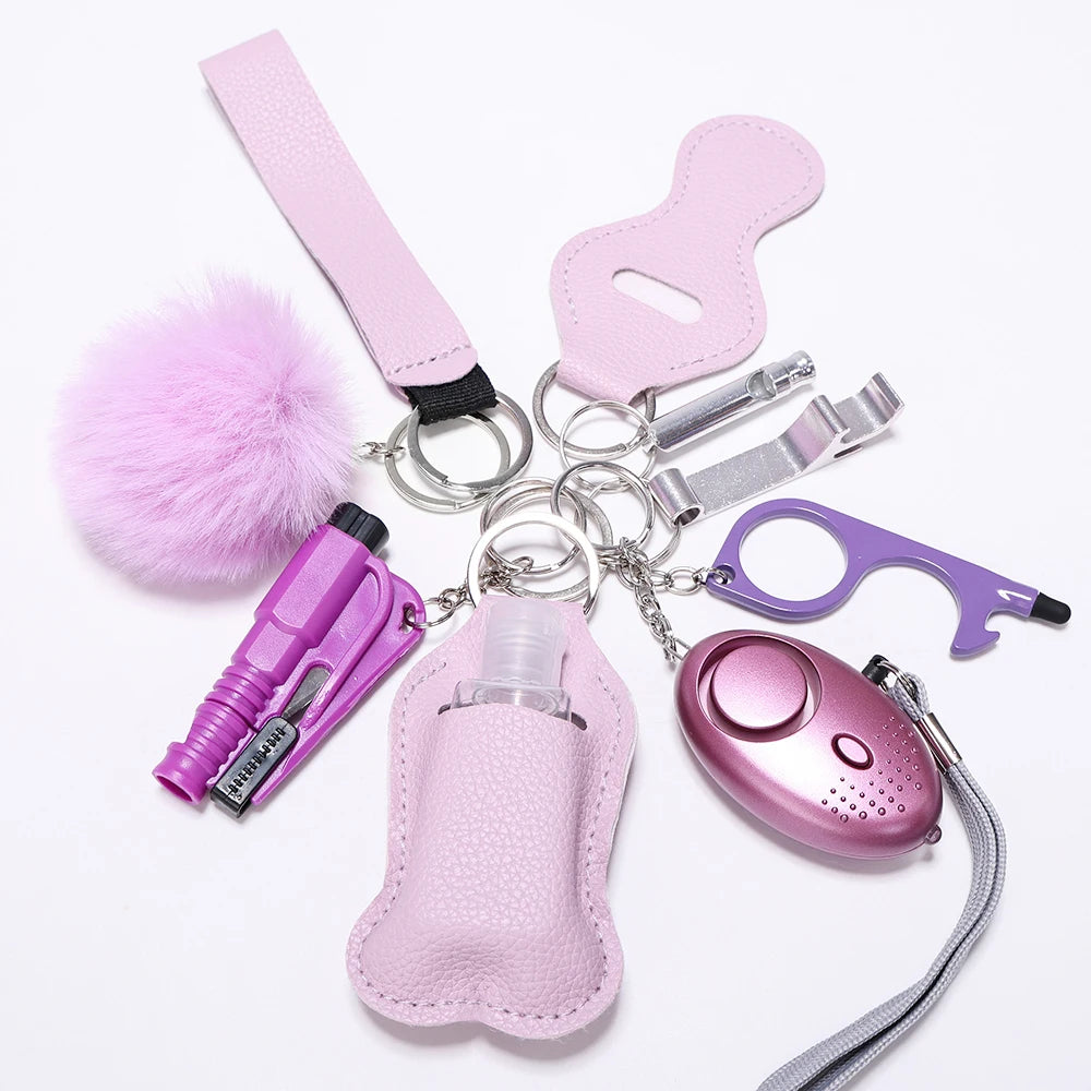Safety Keychain Full Set, Self Defense Security Keychain Set With Personal Alarm Protective Keychain Accessories For Women Girls