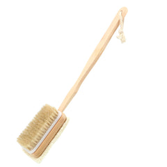 Body Back Cleaning Brush Skin Cuticle Grease Remove Wooden Handle Loofah Bristle Both Side Bath Brush Massage Shower Bath Sponge