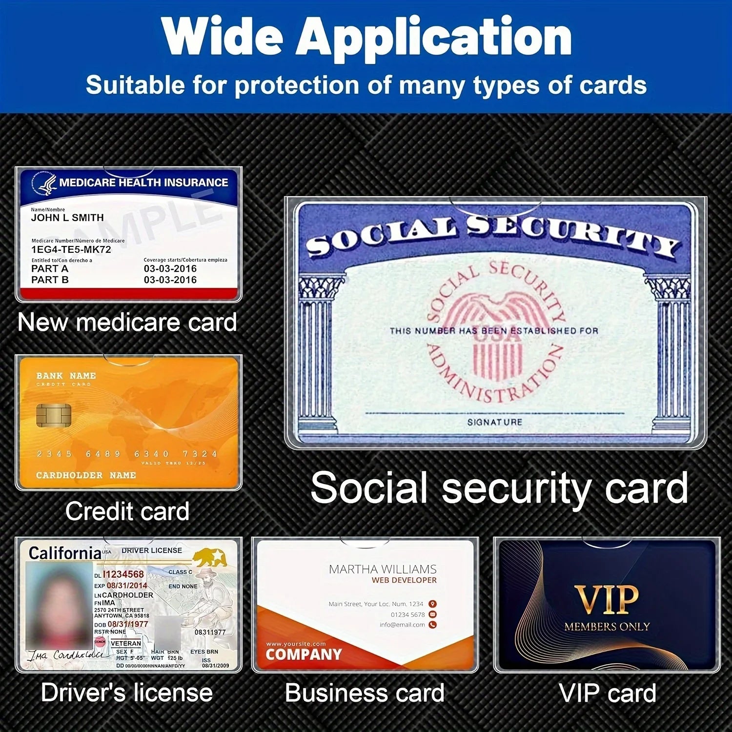 8 pcs of PVC card protective cover, suitable for social security, medical insurance, and credit cards - secure storage solution