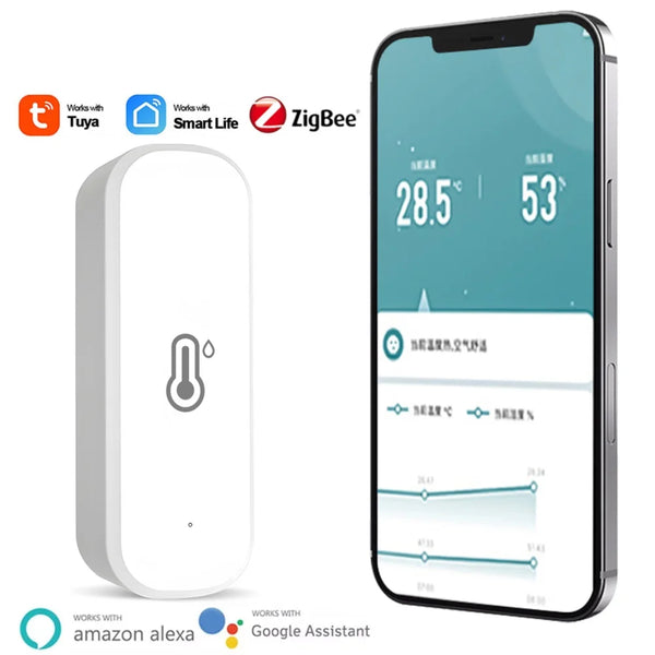 Tuya WiFi Smart Temperature And Humidity Detector APP Remote Monitor Smart Home Work Indoor Wireless Temperature Sensor