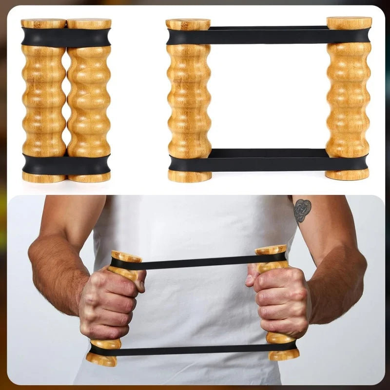 Rip Stick Chest Workout Equipment 6 Adjustable Resistance Bands W/ Wooden Handles Hold Up 30-100Lbs for Shoulder & Chest Workout