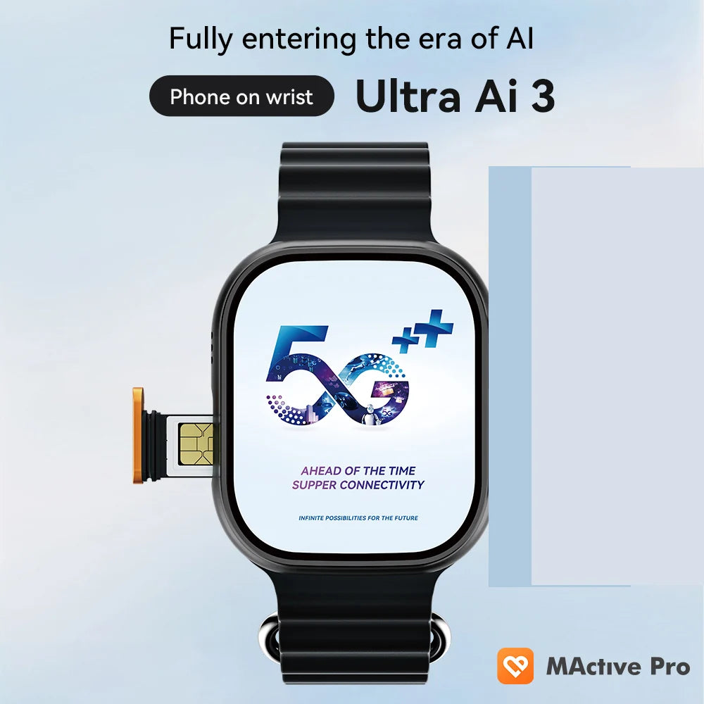 Ultra Ai 3 Microwear 4G 5G Smart Watch 2+ 16 GB AMOLED ChatGPT NFC 49mm GPS Wifi Camera Sim Card Call APP Download Smartwatch