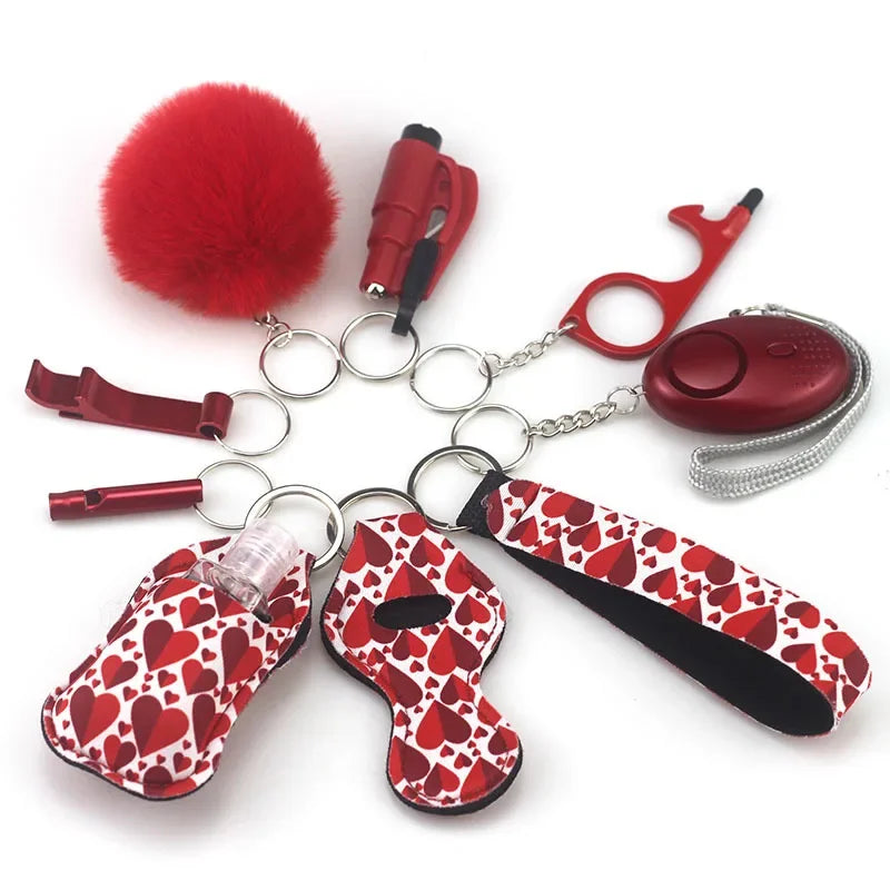 Self Defense Security KeychainSafety Keychain Full Set Set with Personal Alarm Protective Keychain Accessories for Women Girls