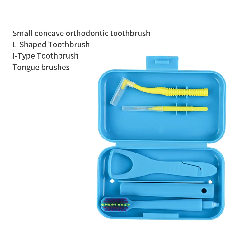 1box Dental Oral Cleaning Care Kits Portable Daily Travelling Orthodontic Care  interdental brush Tongue Scraper
