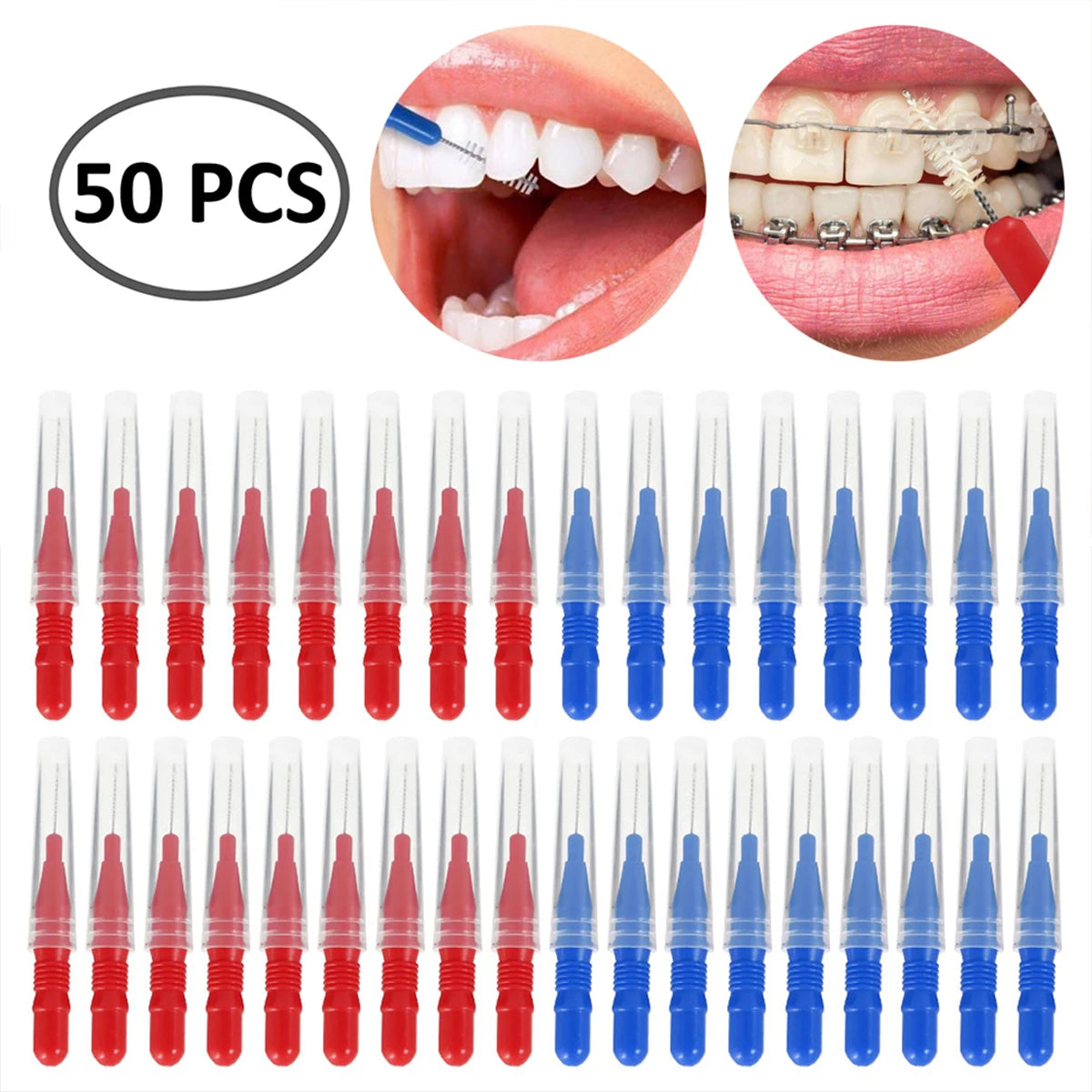 50Pcs/Box Soft Dental Oral Brushes Clean Brushes Between Interdental Teeth Care Tool Floss Interdental Brushes For Oral Care
