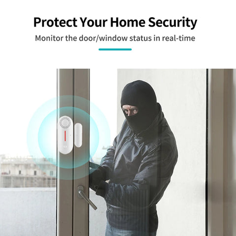 Tuya WiFi Door Window Sensor Door Opening Detector Sound Alarm Smart Life App Remote Control Home Security Protection