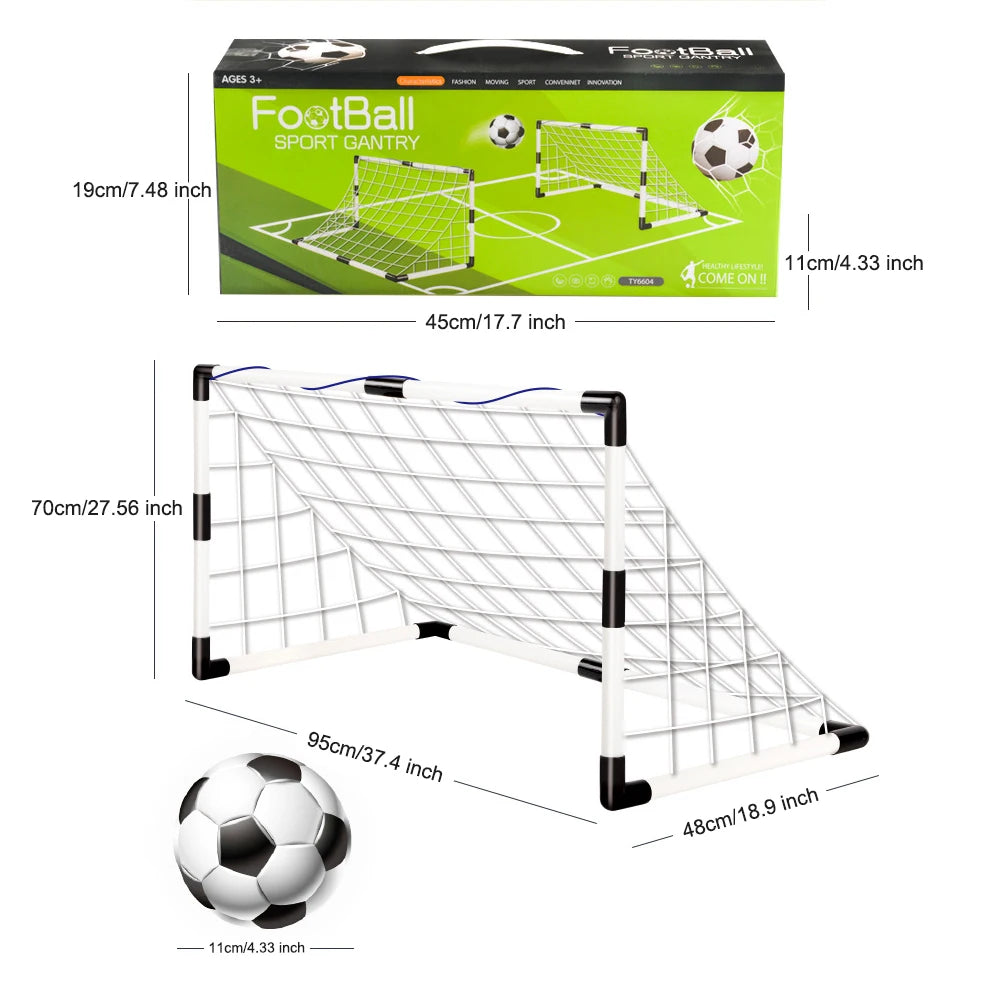 Football Goal Sports Toy with Pump & Ball Foldable Football Goal Post Portable Soccer Goal for Indoor Outdoor Football Training