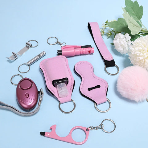 Safety Keychain Full Set, Self Defense Security Keychain Set With Personal Alarm Protective Keychain Accessories For Women Girls