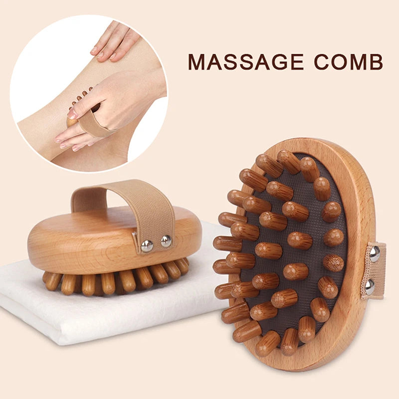 Body Anti Cellulite Brush Soothing Wooden Essential Oil Spa Air Cushion Massage Hair Comb Scalp Massage Brush Body Massager