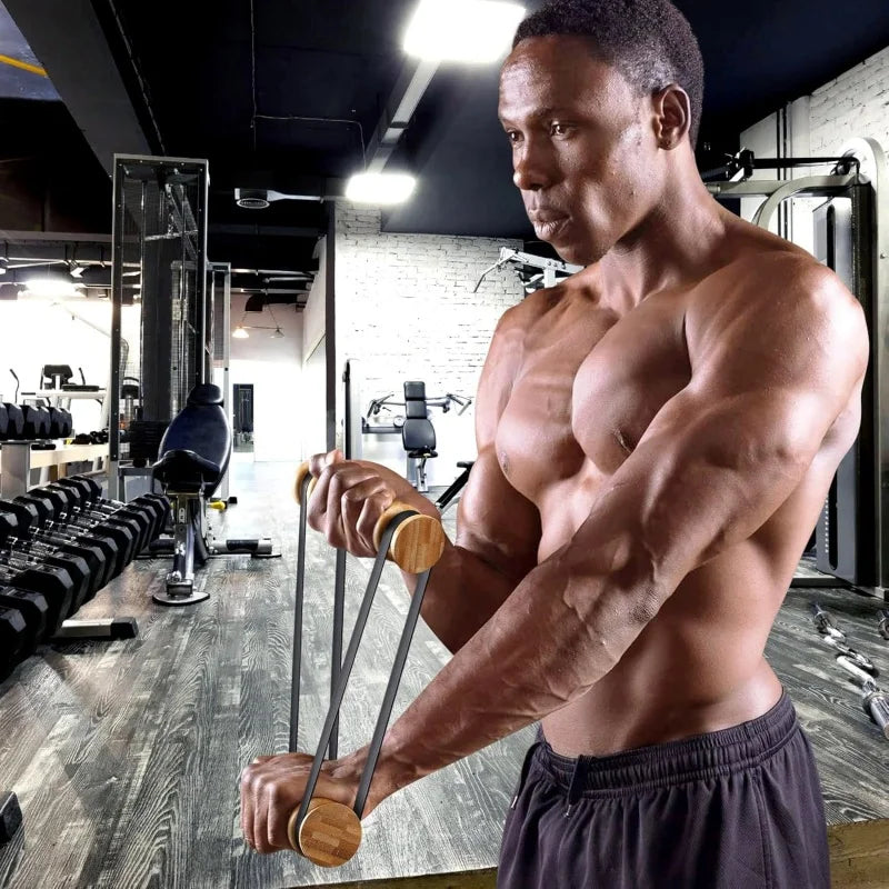 Rip Stick Chest Workout Equipment 6 Adjustable Resistance Bands W/ Wooden Handles Hold Up 30-100Lbs for Shoulder & Chest Workout