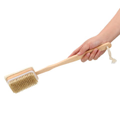 Body Back Cleaning Brush Skin Cuticle Grease Remove Wooden Handle Loofah Bristle Both Side Bath Brush Massage Shower Bath Sponge