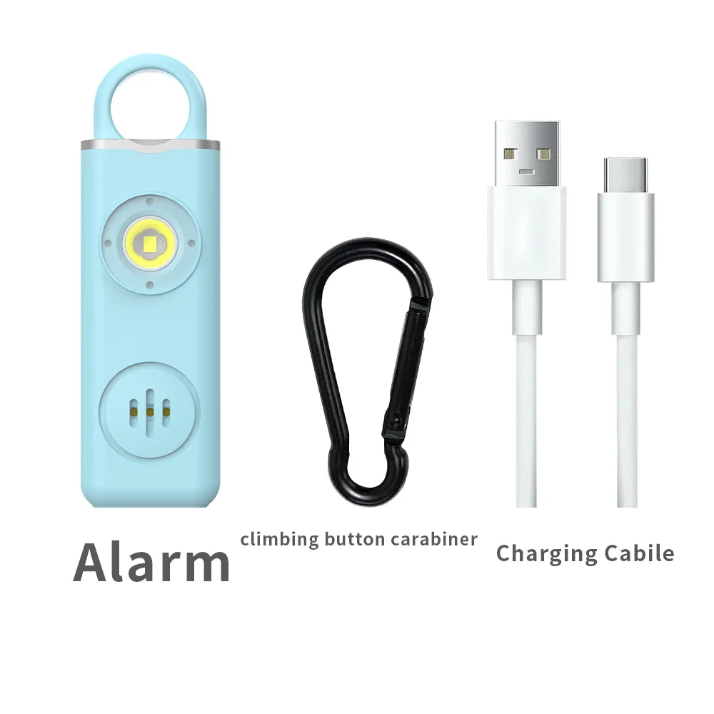 Personal Self Defense Alarm，130db Self Defense Siren Safety Alarm For Women Girl, Personal Keychain Alarm Rechargeable Battery