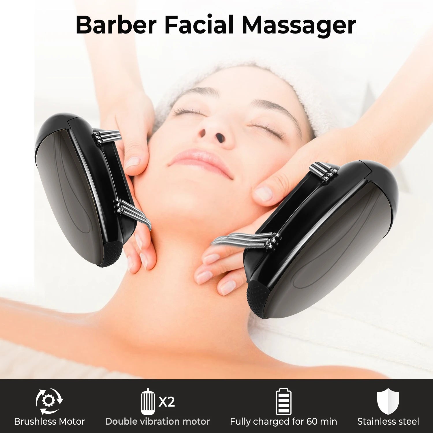 Barber Massager Professional Vibration Massager Barbershop Cordless Handheld Heat Massager USB Body Neck Back Head Face Massager