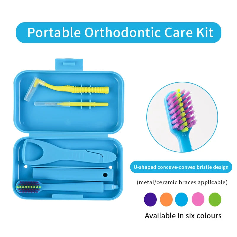 1box Dental Oral Cleaning Care Kits Portable Daily Travelling Orthodontic Care  interdental brush Tongue Scraper