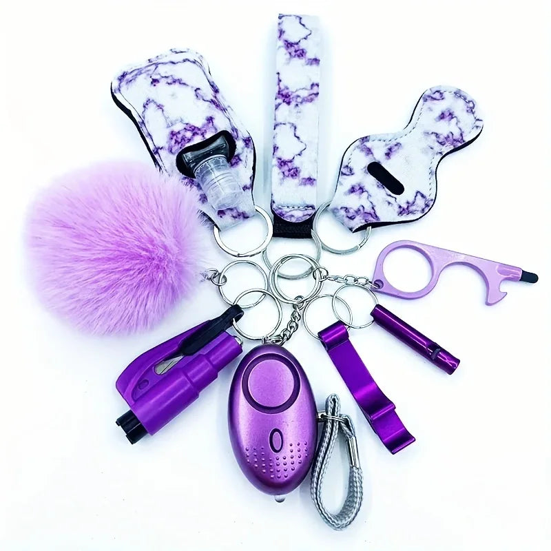 Self Defense Security KeychainSafety Keychain Full Set Set with Personal Alarm Protective Keychain Accessories for Women Girls