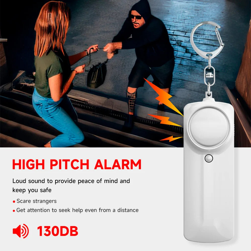 NEW Personal Safety Alarm 130dB with LED Light SOS Self Defense Safety Alarm keychain for Woman Security Protection