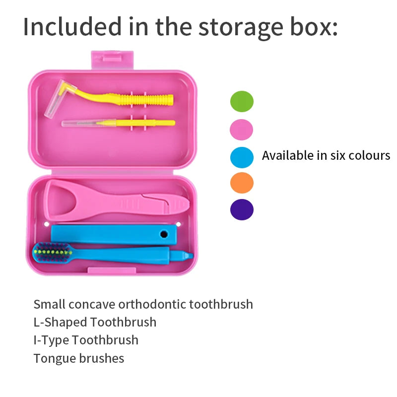 1box Dental Oral Cleaning Care Kits Portable Daily Travelling Orthodontic Care  interdental brush Tongue Scraper