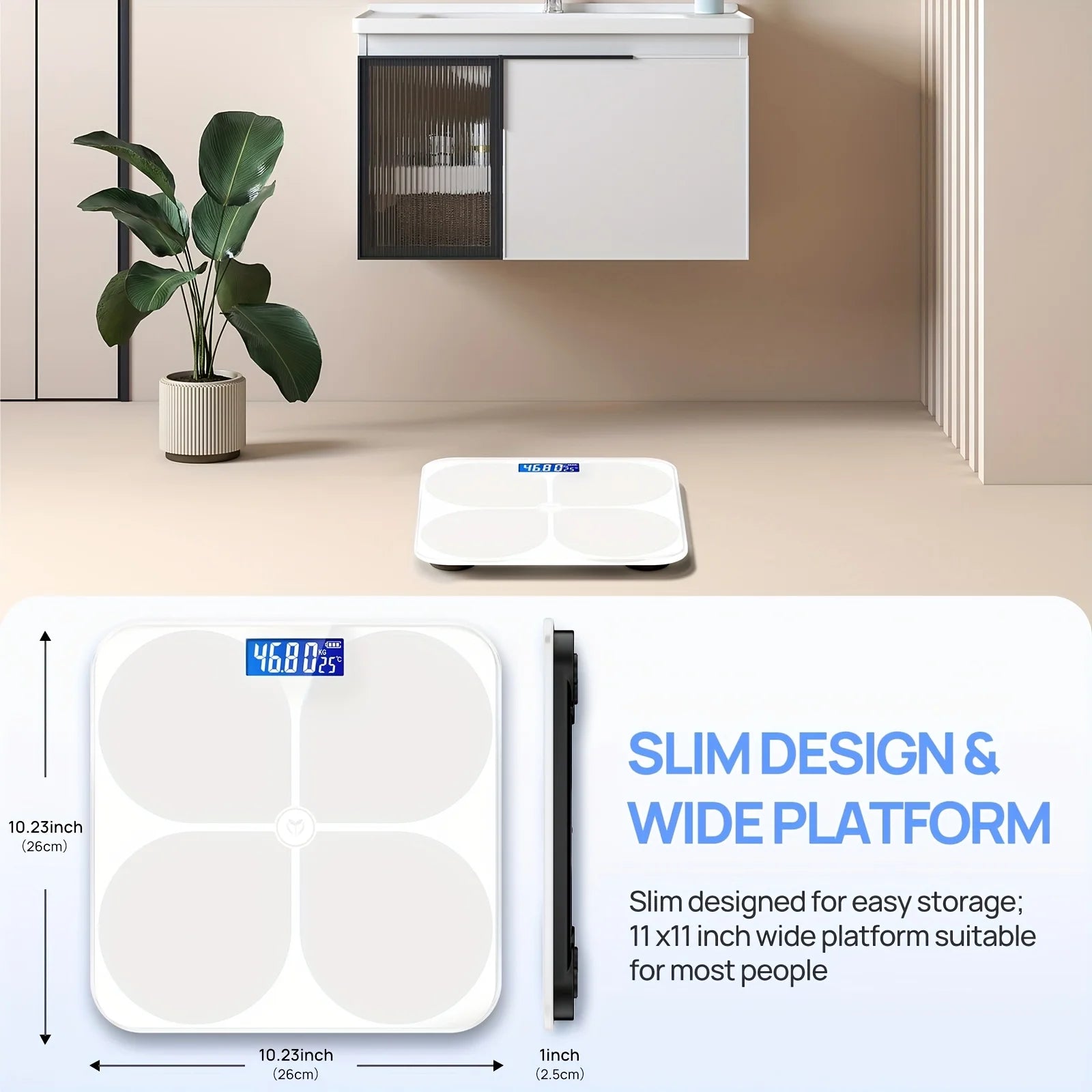 Smart Digital Weight Scale with LCD Display - BMI, Muscle Mass, Body Water Health Analyzer & Mobile App Sync - Battery Powered