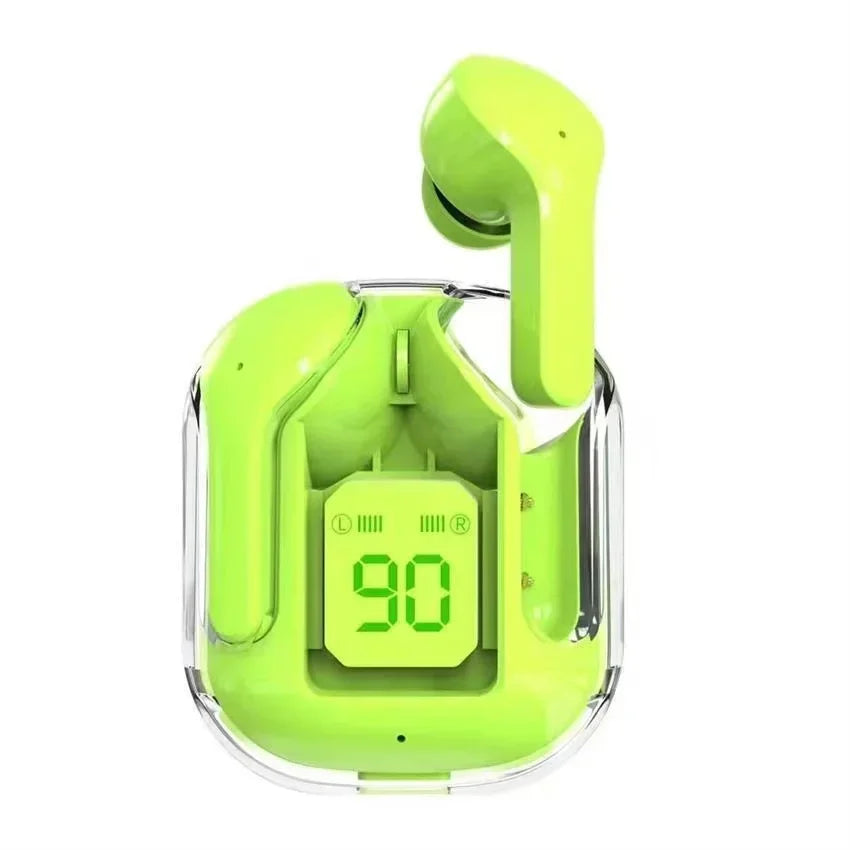 TWS Wireless Bluetooth Headset Transparent Design with LED Digital Display Stereo Sound  Earphones for All Smartphones