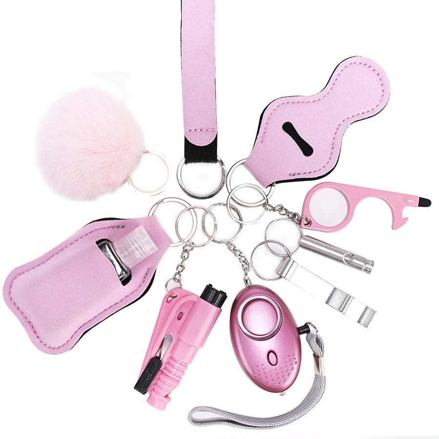 Safety Keychain Full Set, Self Defense Security Keychain Set With Personal Alarm Protective Keychain Accessories For Women Girls