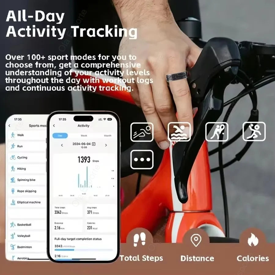 New Wearable Smart Ring With Pattern Multiple Sport Health Tracker Heart Rate Sleep Blood IP68 Waterproof Battery Life to 8 Days