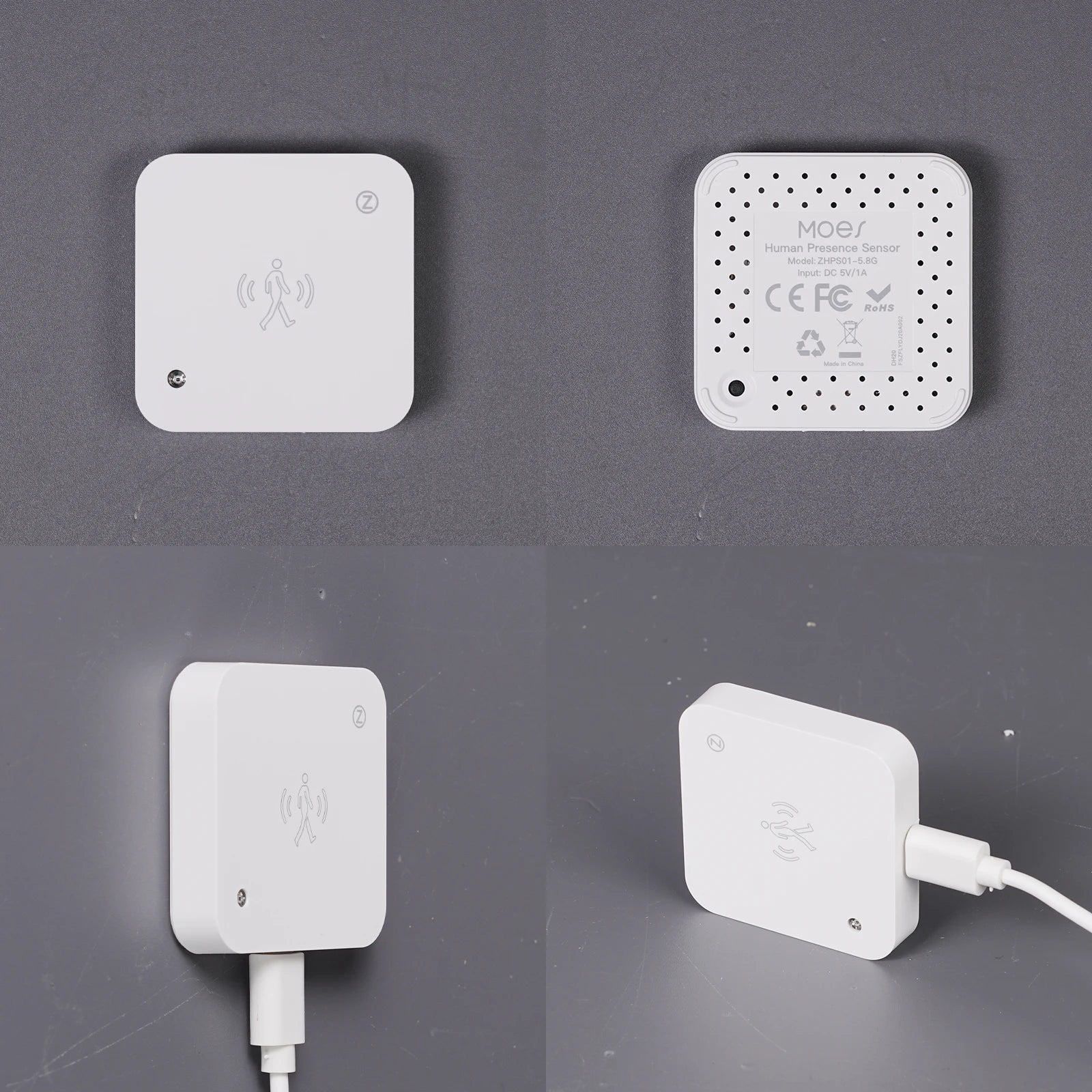 WiFi/ZigBee Tuya Smart Human Presence Sensor Motion Motionless Detection Light Luminance PIR Sensor Wired, App Notification
