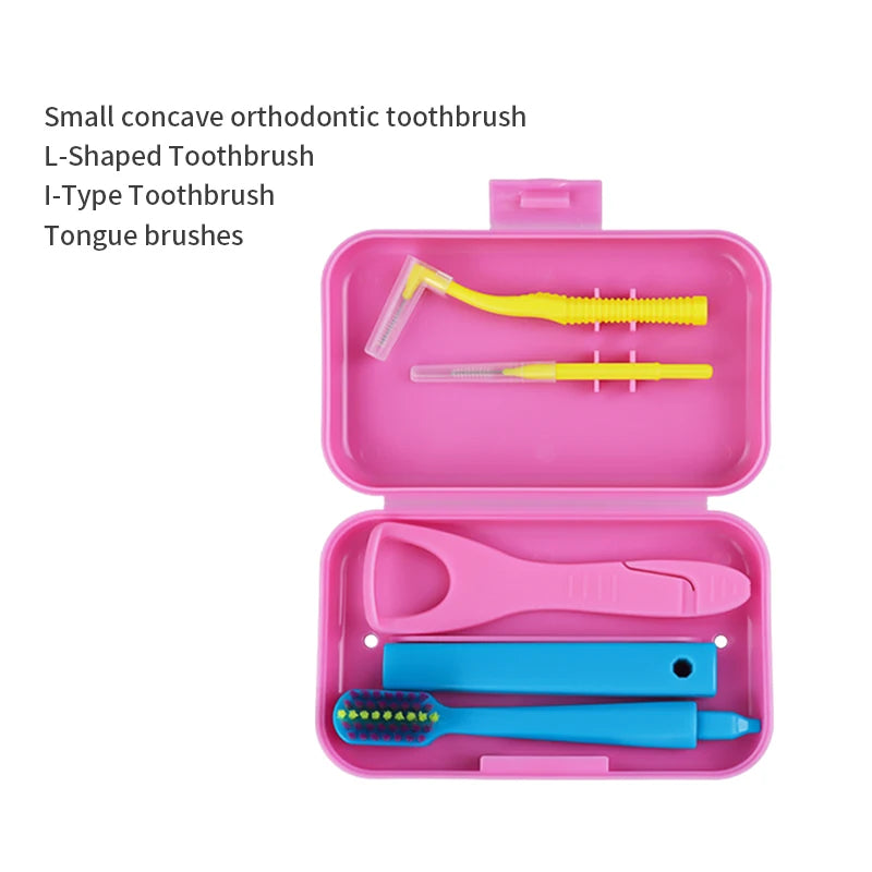 1box Dental Oral Cleaning Care Kits Portable Daily Travelling Orthodontic Care  interdental brush Tongue Scraper