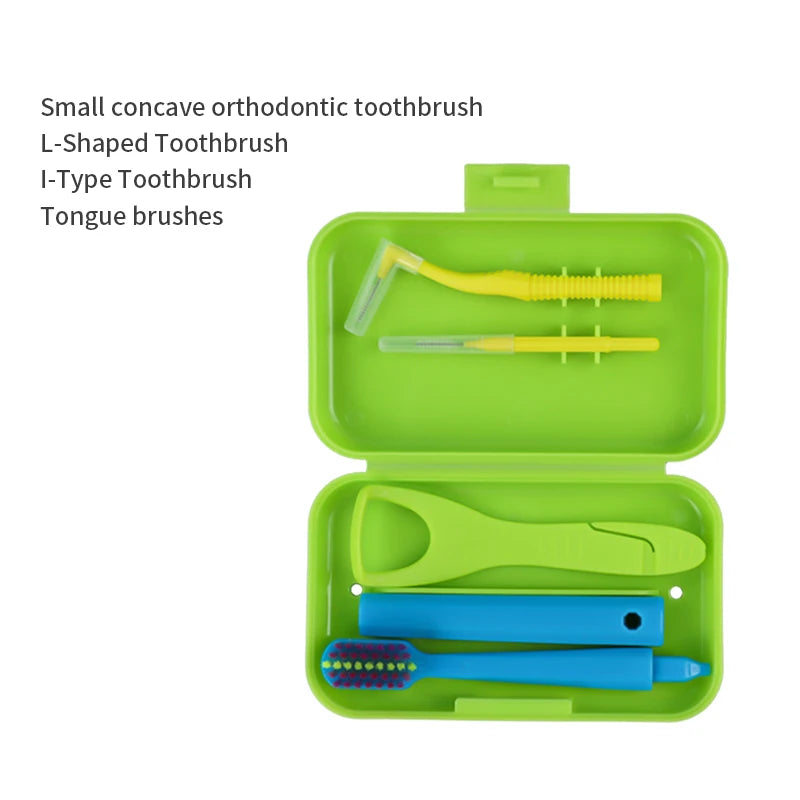1box Dental Oral Cleaning Care Kits Portable Daily Travelling Orthodontic Care  interdental brush Tongue Scraper
