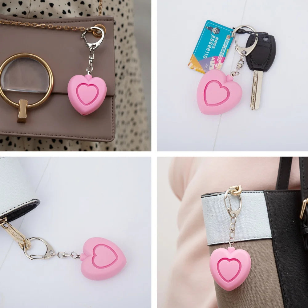 Security Defense Alarm 125dB LED Light Keychain Self Defense Emergency Safety Heart Shape Personal Security for Older Women