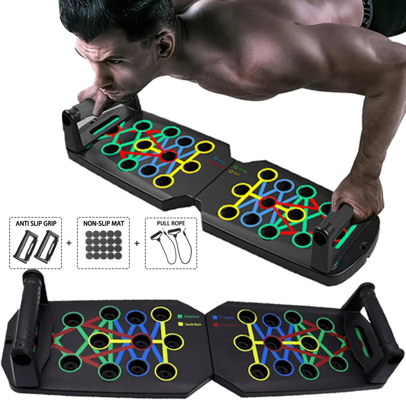 Home Gym Equipment 30in1 Home Workout Set with Foldable Push Up Bar, Resistance Band Professional Push Up Strength Training Equ