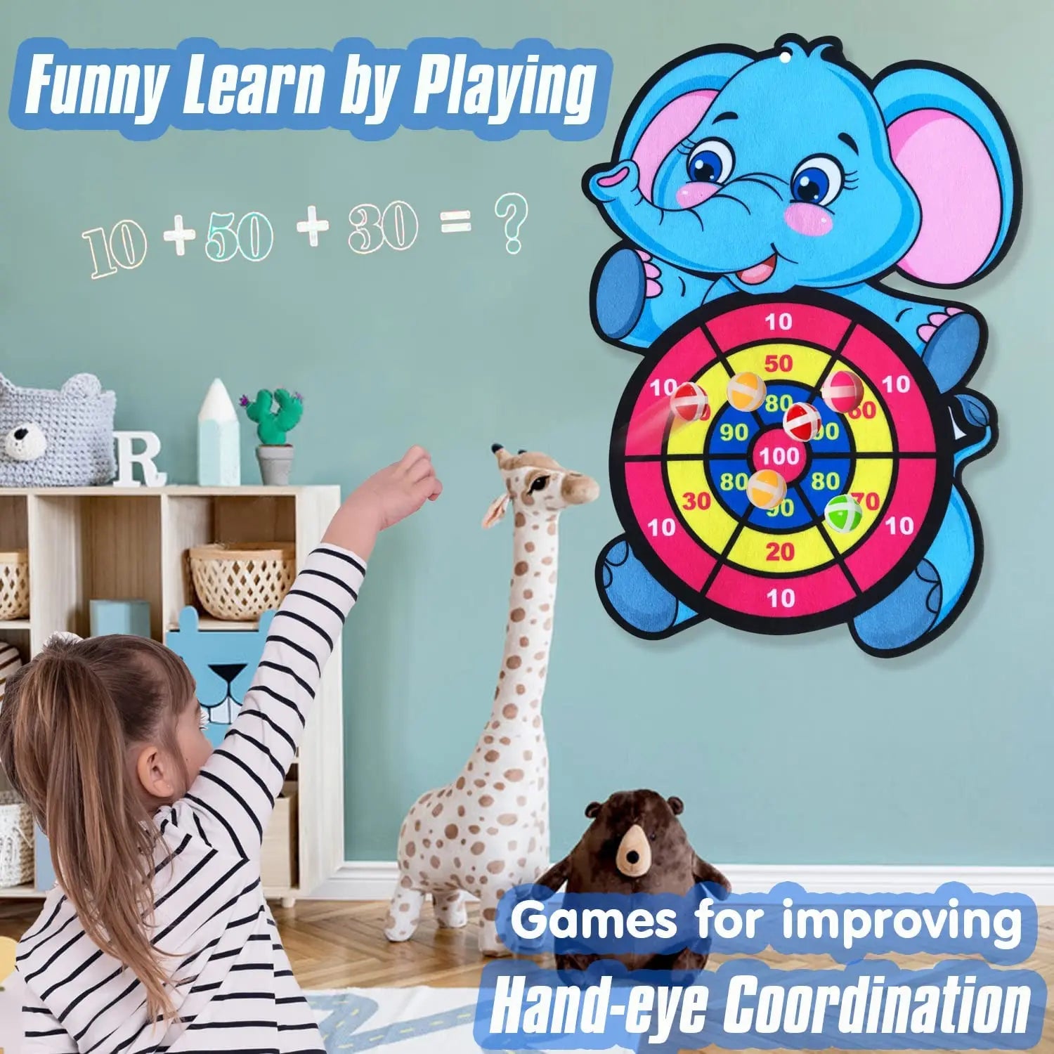 Montessori Throw Sport Slingshot Target Sticky Ball Kids Dart Board Games Educational Outdoor Play Game Toys for Children Boys