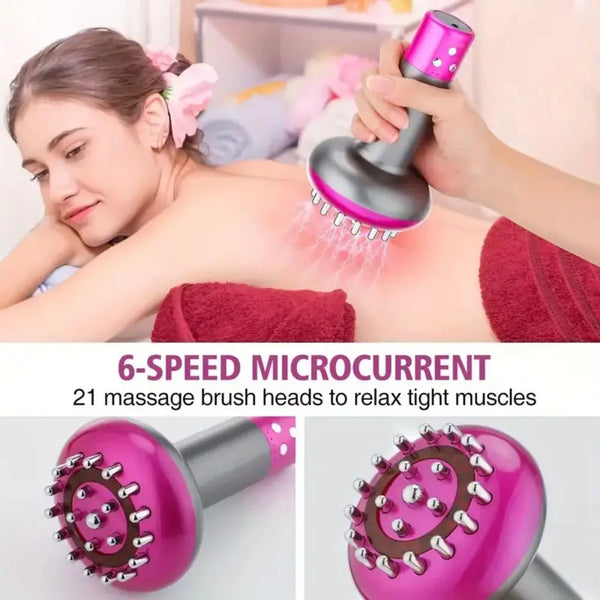 A heated metal back massager - a professional, handheld, portable smart guasha brush for full-body relaxation - a tissue release