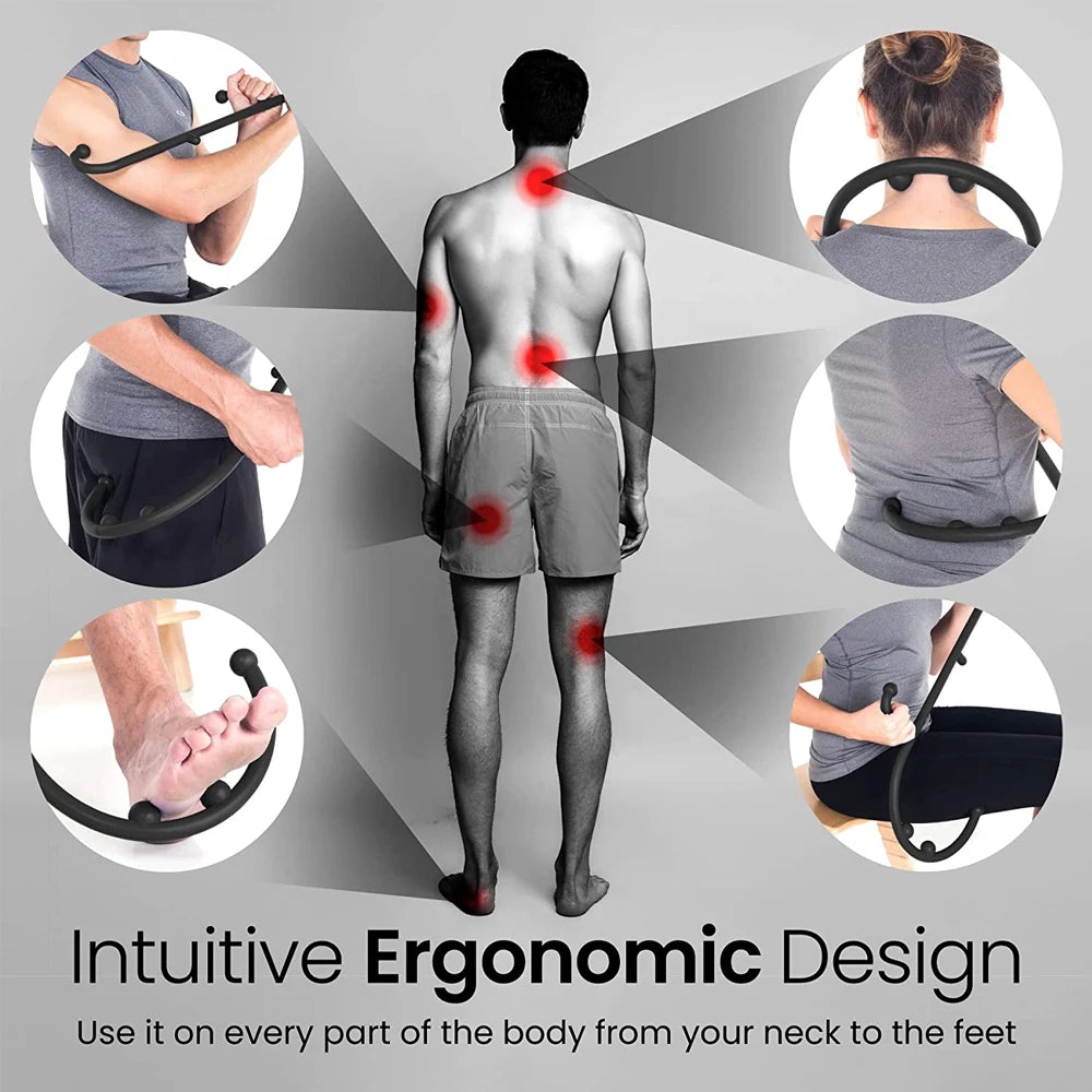 Back Neck Massager-Trigger Point Massage Tool for Self Massage Hook Therapy Handheld Back Neck Shoulder Massager for Women & Men
