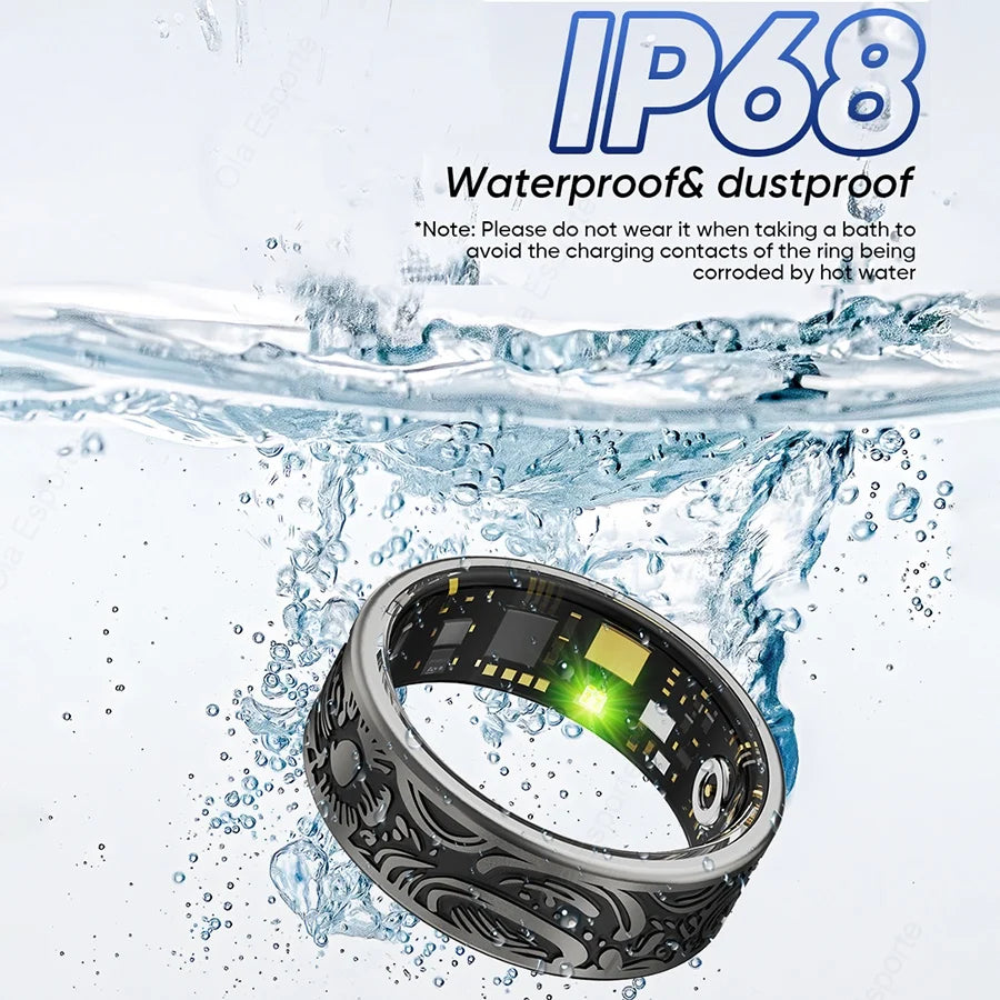 New Wearable Smart Ring With Pattern Multiple Sport Health Tracker Heart Rate Sleep Blood IP68 Waterproof Battery Life to 8 Days