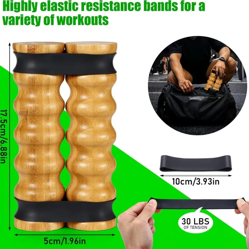 Rip Stick Chest Workout Equipment 6 Adjustable Resistance Bands W/ Wooden Handles Hold Up 30-100Lbs for Shoulder & Chest Workout