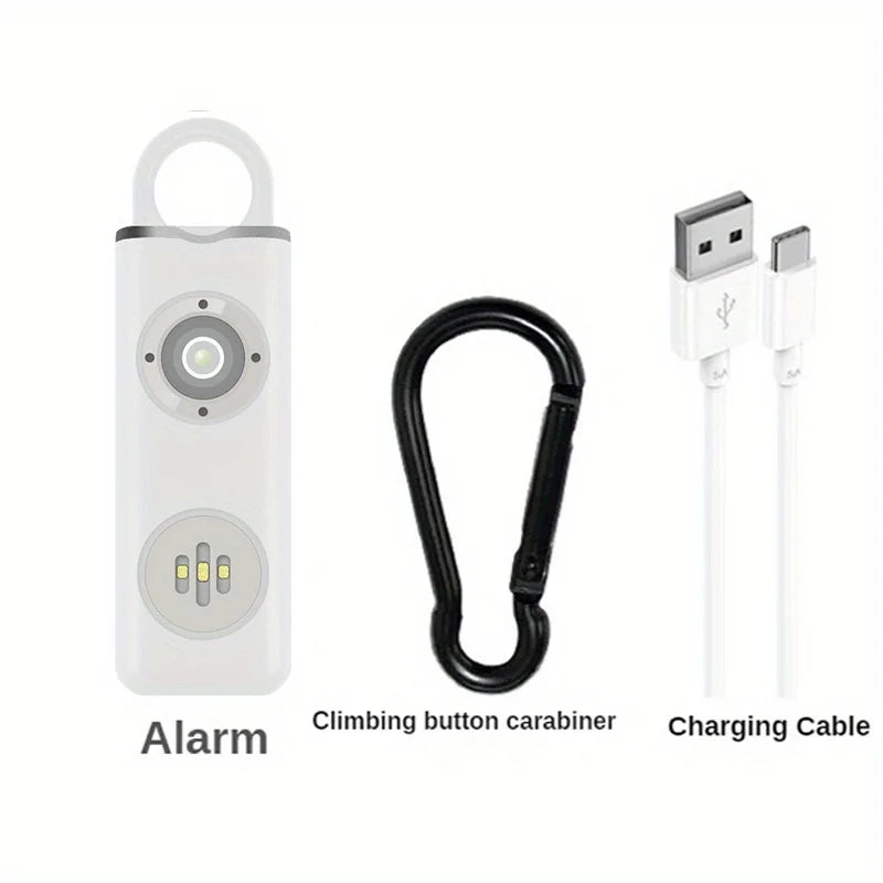 Personal Self Defense Alarm，130db Self Defense Siren Safety Alarm For Women Girl, Personal Keychain Alarm Rechargeable Battery